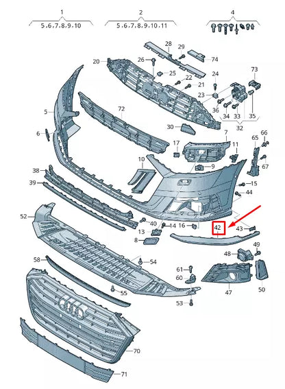 NEW AUDI A8 4N FRONT LEFT BUMPER TRIM 4N0853333B2ZZ