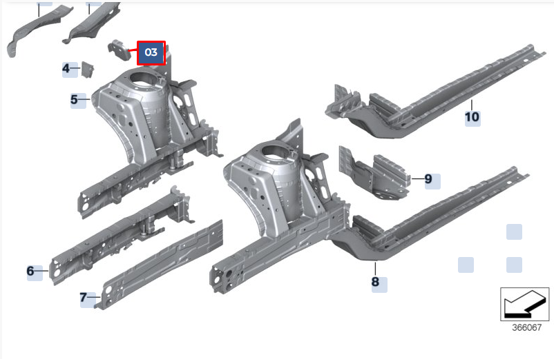 new bmw x1 f48 right bulkhead carrier support 41007408636 7408636 original