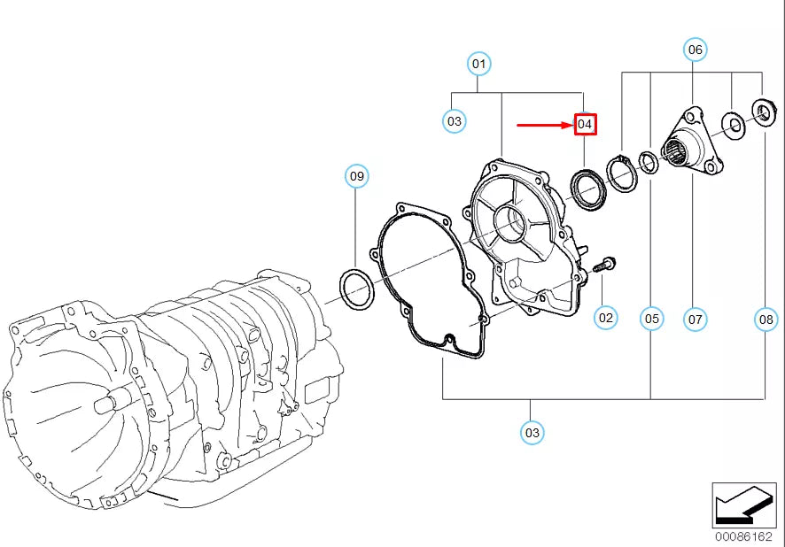 NEW BMW 5 E39 TRANSMISSION OUTPUT SHAFT SEAL REPAIR KIT 24137514548 ORIGINAL