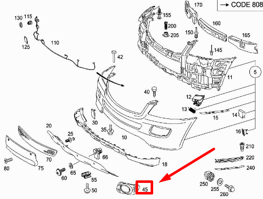 NEW MERCEDES-BENZ M W164 FRONT LEFT FOG LAMP TRIM A1648853923 ORIGINAL