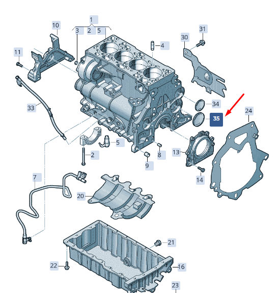 new skoda superb mk3 crankcase housing end cap 04l103113a original