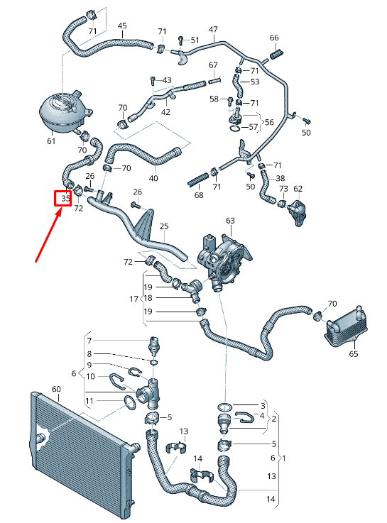 NEW VW SHARAN 7N ENGINE COOLANT HOSE 7N0122109C ORIGINAL