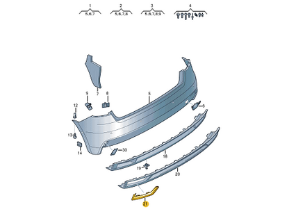 NEW AUDI A1 SPORTBACK GBA REAR RIGHT BUMPER COVER TRIM 82A853506RN4 ORIGINAL