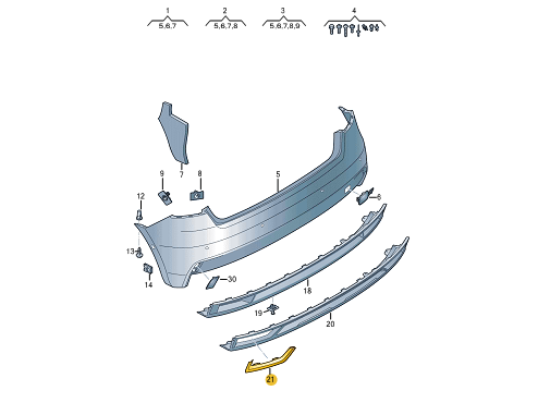 NEW AUDI A1 SPORTBACK GBA REAR RIGHT BUMPER COVER TRIM 82A853506RN4 ORIGINAL