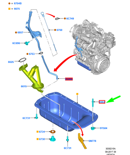 new ford mondeo mk5 oil pan stud 1830903 dt1q-6662-aa original