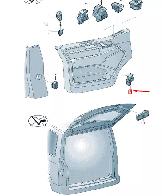 NEW VW TRANSPORTER VI T6 REAR LID ACTUATION PUSHBUTTON 7E5959831CREH
