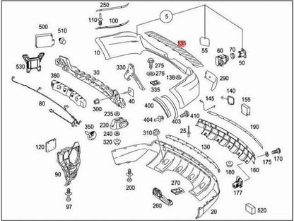 NEW MERCEDES-BENZ M-CLASS W164 REAR BUMPER SILVER LOAD PLATE TRIM A1648800111