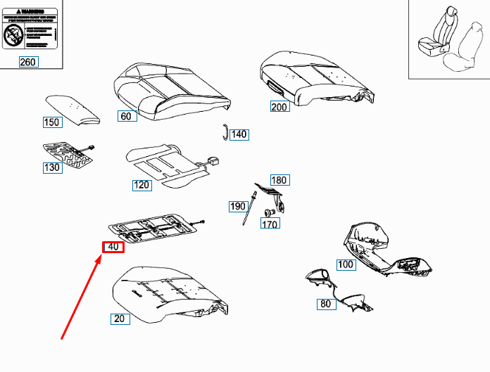new mb cla c117 front right seat occupancysensor lhd a4539050100 original