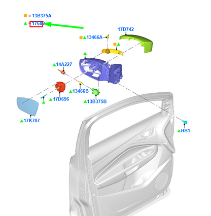 new ford kuga mk2 front right side wing mirror rhd 2326073 dv44-17682-ne