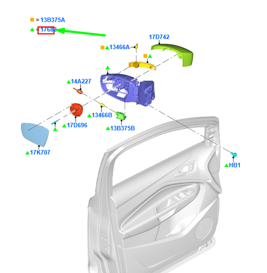 new ford kuga mk2 front right side wing mirror rhd 2326073 dv44-17682-ne