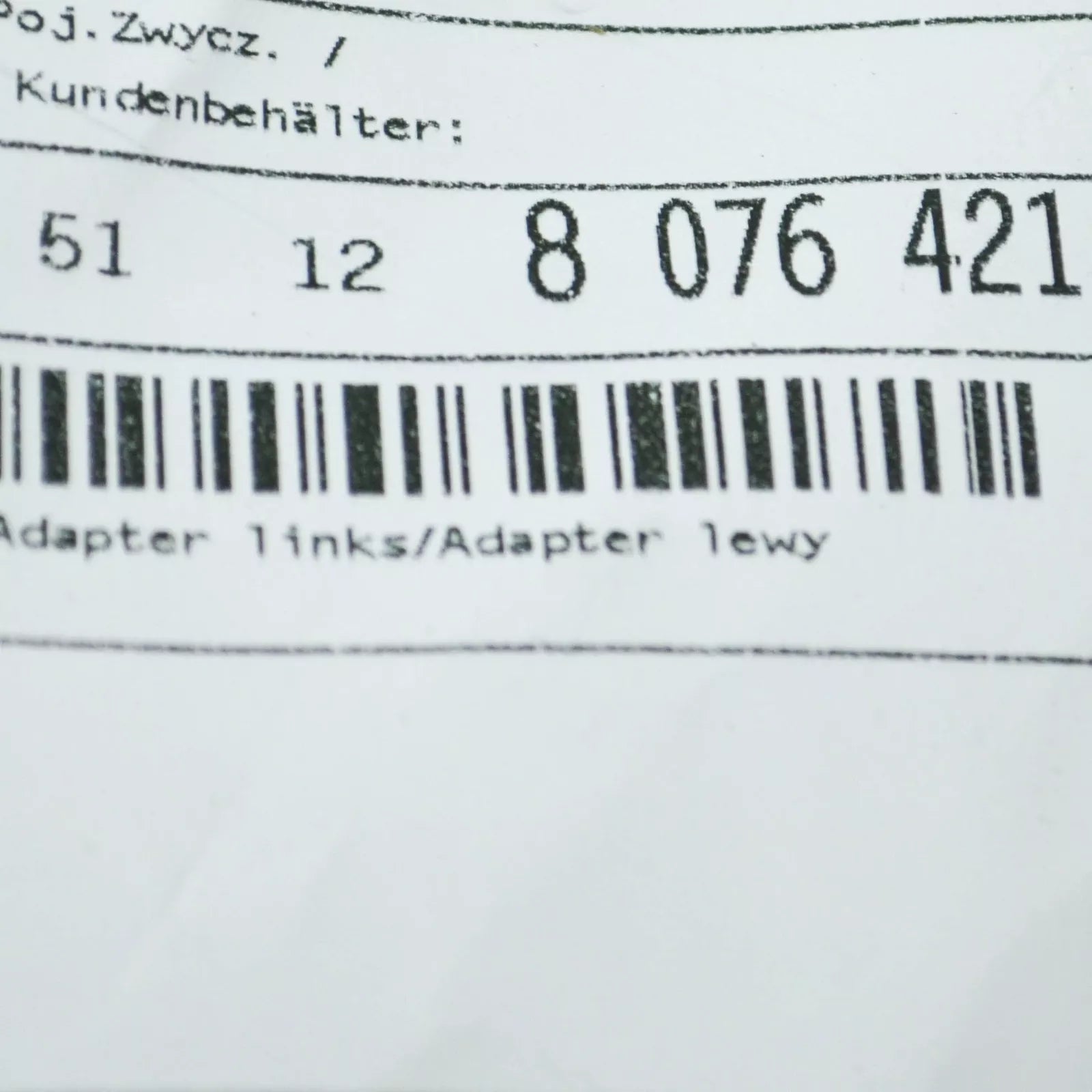 NEW BMW 7 G11 G12 M REAR LEFT BUMPER ADAPTOR 51128076421 ORIGINAL