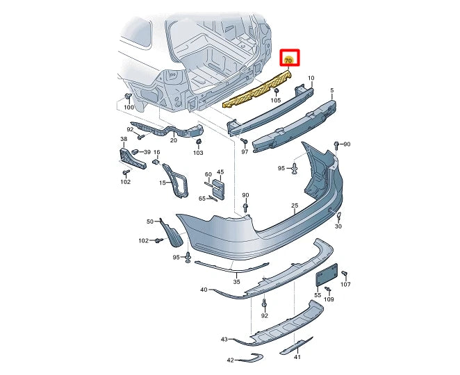 NEW VOLKSWAGEN PASSAT B7 REAR BUMPER MIDDLE BRACKET MOUNT 3AF807863C ORIGINAL