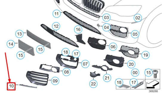 NEW BMW X6 E71 FRONT BUMPER LEFT PRIMED TRIM BAR 51118056787 8056787 ORIGINAL