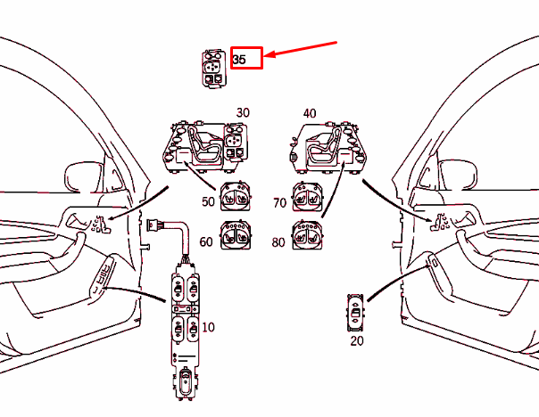 NEW MB S W220 FRONT LEFT MIRROR ADJUSTMENT SWITCH LHD A22082115517C45 ORIGINAL
