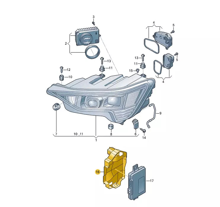 NEW AUDI E-TRON SPORTBACK FRONT HEADLIGHT CONTROL BRACKET 4KE907732 ORIGINAL