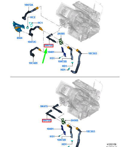 new ford kuga mk1 c394 heater water hose lhd 7m51-18k580-aa 1493318 original