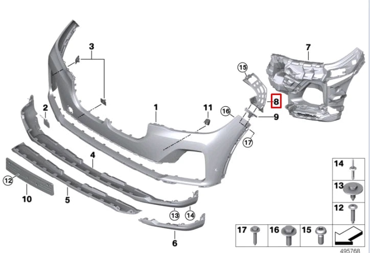 NEW BMW X7 G07 FRONT RIGHT BUMPER BRACKET 7458364 51117458364 ORIGINAL