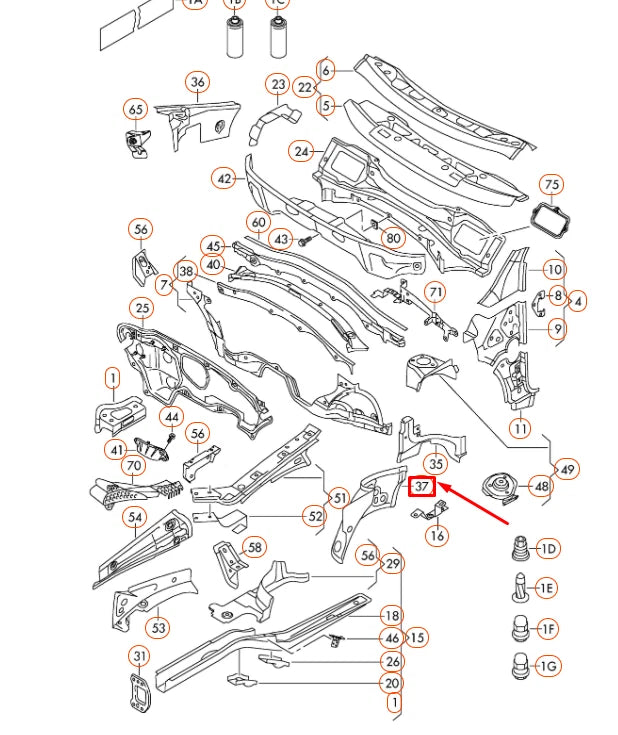 NEW VOLKSWAGEN EOS FRONT RIGHT WHEEL HOUSING TRIM 1K0805148C ORIGINAL