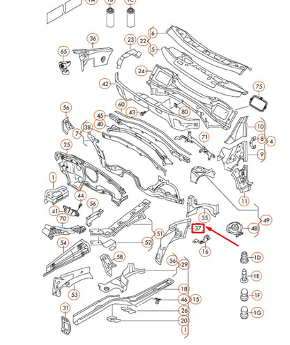 NEW VOLKSWAGEN EOS FRONT RIGHT WHEEL HOUSING TRIM 1K0805148C ORIGINAL