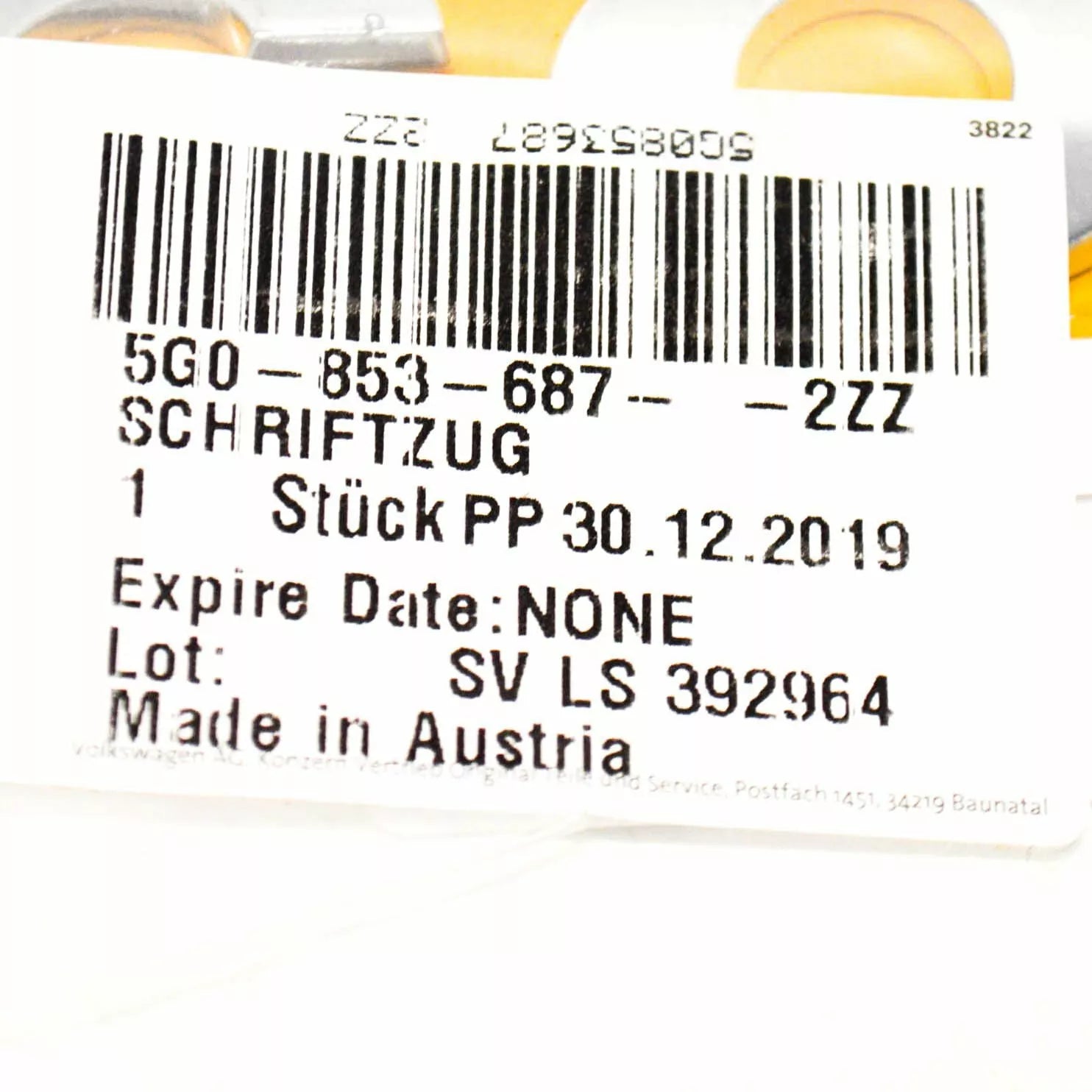 NEW VW GOLF VII BA5 REAR TAILGATE EMBLEM BADGE LABEL 5G08536872ZZ