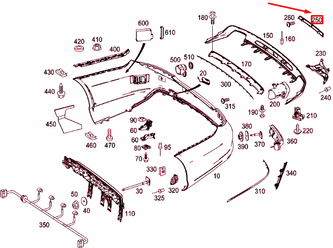 NEW MERCEDES-BENZ CLS C218 REAR BUMPER FOG LAMP MOLDING A2186980689 ORIGINAL
