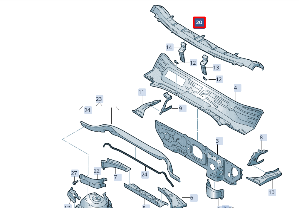 new seat ateca kh7 front center scuttle 575802483b original