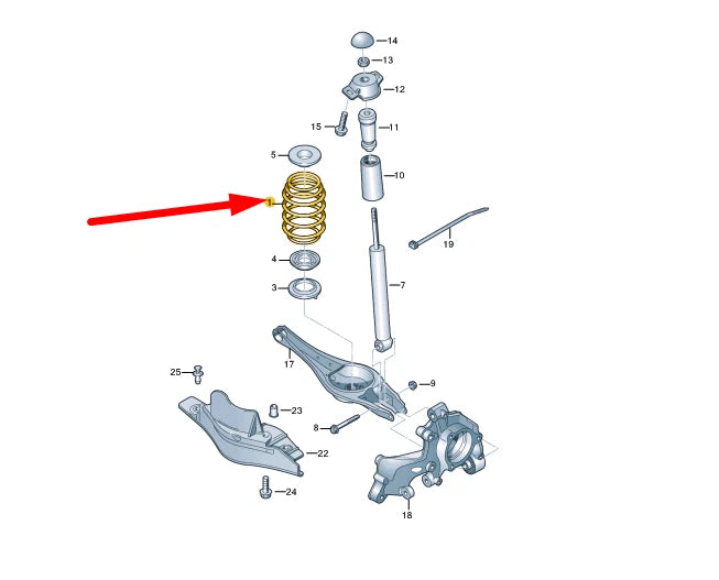 NEW VOLKSWAGEN GOLF MK7 REAR COIL SPRING 3Q0511115N ORIGINAL