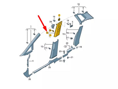 NEW VW GOLF SPORTSVAN LEFT SIDE B PILLAR UPPER TRIM 510867243A82V ORIGINAL