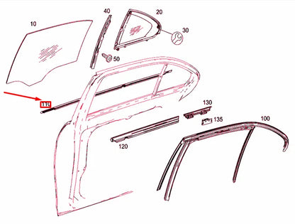 NEW MB C W204 REAR RIGHT DOOR WINDOW OUTSIDE SEALING FRAME A2047351665 ORIGINAL
