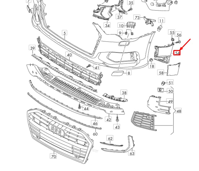 NEW AUDI A6 C8 FRONT BUMPER COVER RIGHT AIR GUIDE 4K0121764B ORIGINAL