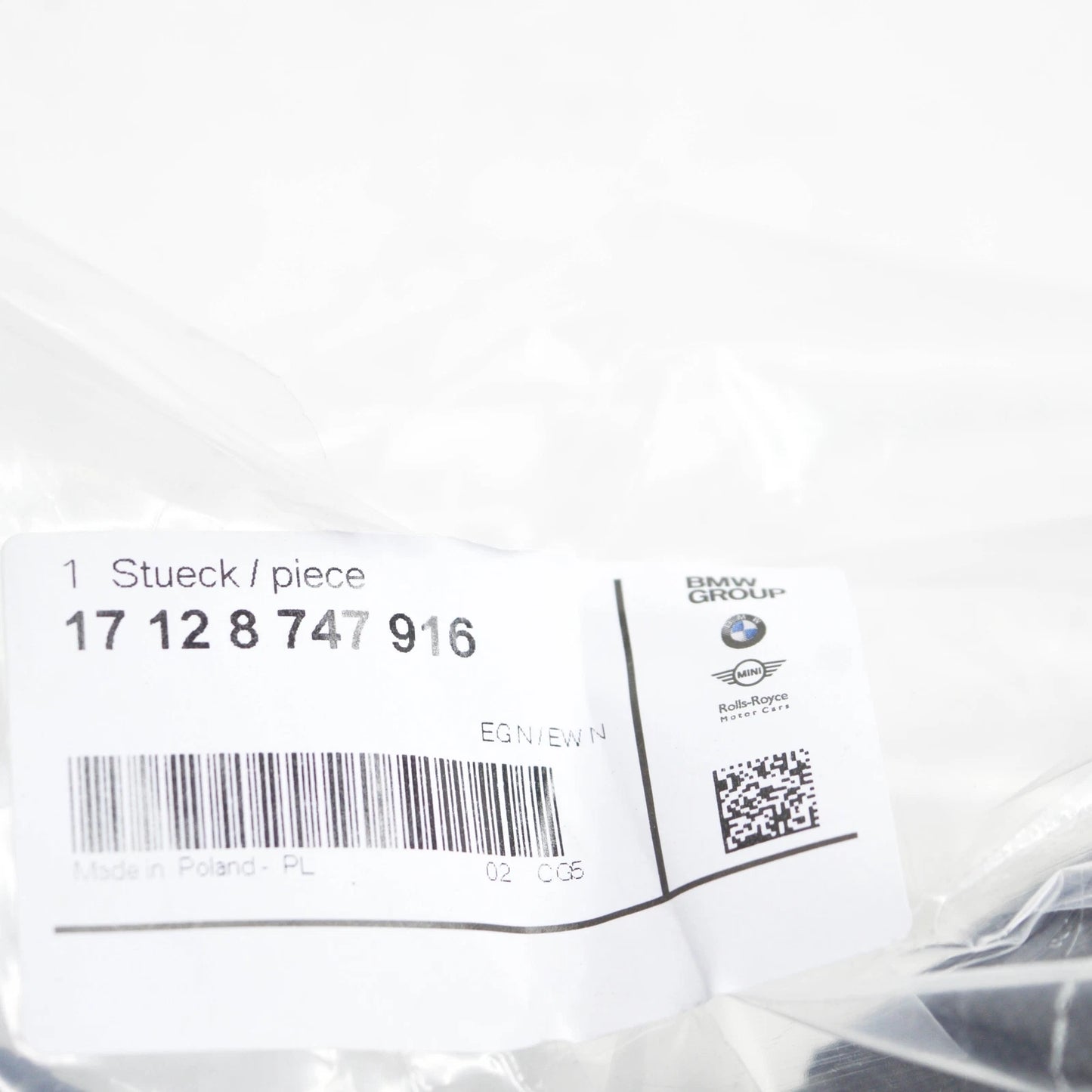 NEW BMW M5 F90 EXTERNAL RADIATOR COOLANT HOSE 17128747916 8747916 ORIGINAL