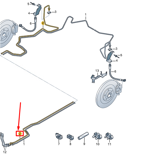 new audi a8 d5 rear right brake line lhd 4n4614742ab original