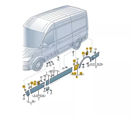 NEW VOLKSWAGEN CRAFTER SZ LEFT PROTECTIVE SIDE STRIP 7C38535359B9 ORIGINAL