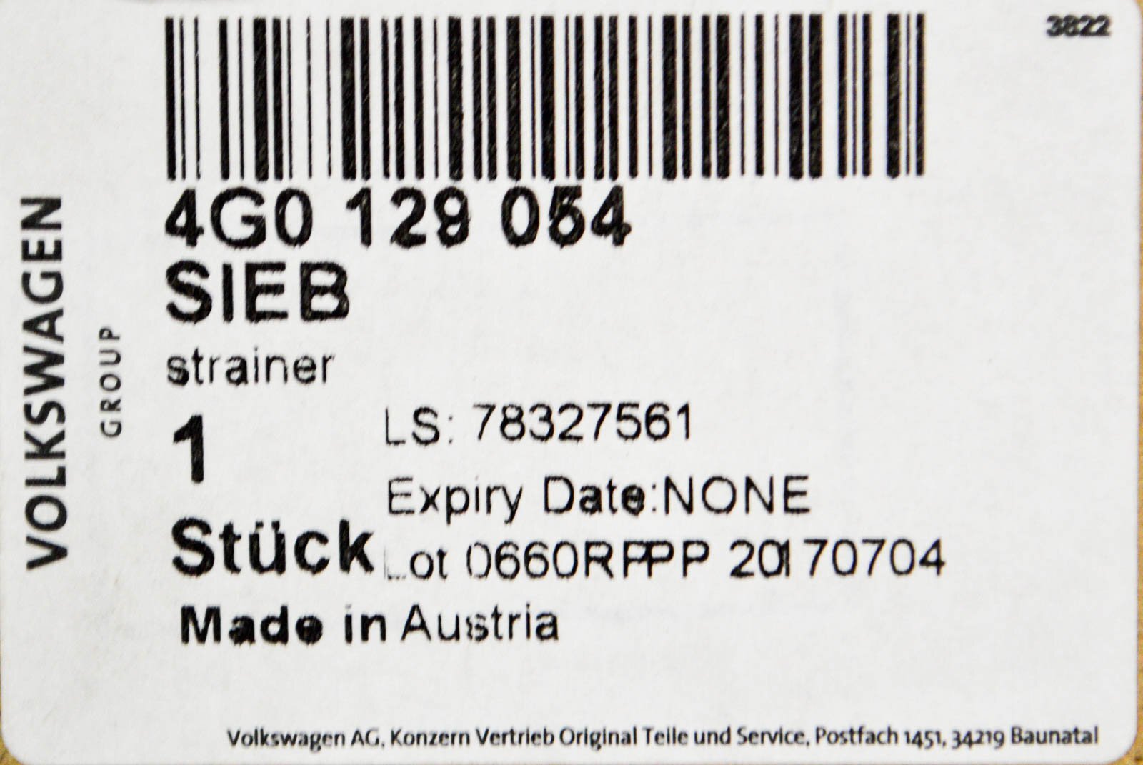 NEW AUDI A6 C7 AIR CLEANER INTAKE STRAINER 4G0129054 3.0TDI DIESEL ORIGINAL
