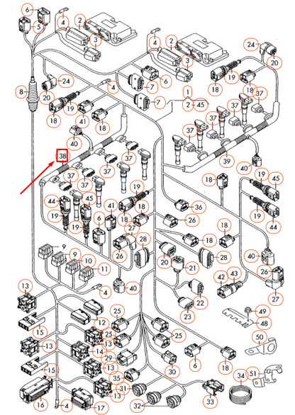 NEW AUDI R8 42 COIL WIRING CONDUIT CABLE GUIDE CYLINDER 1-4 079971822C ORIGINAL