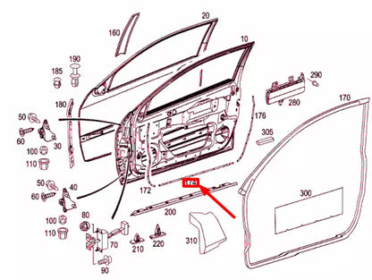 NEW MERCEDES-BENZ C CL203 FRONT RIGHT DOOR ENTRANCE RAIL A2037271235