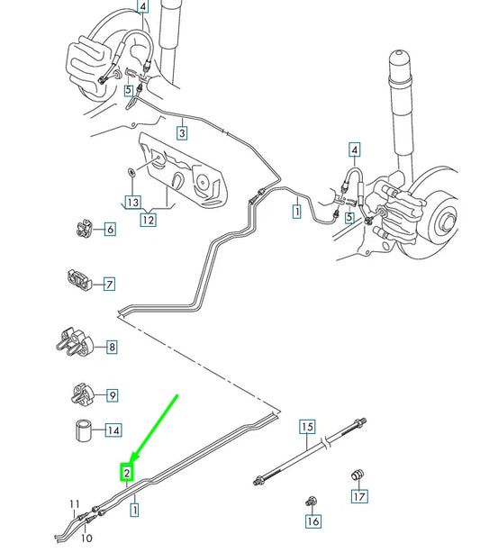 NEW VOLKSWAGEN PASSAT B8 3G REAR RIGHT BRAKE LINE 3Q0614742AJ