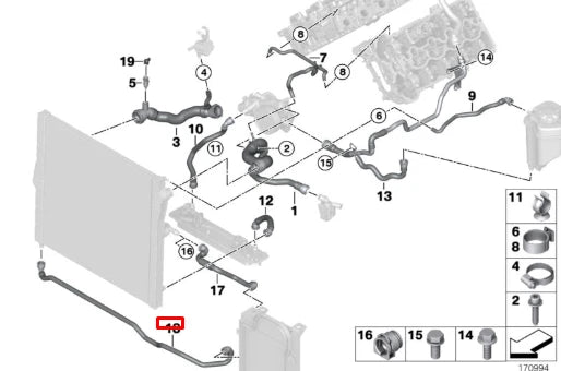 NEW BMW X5 E70 RADIATOR WATER COOLANT HOSE 17127576378 ORIGINAL
