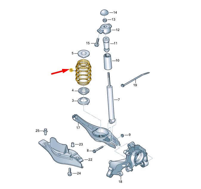 new volkswagen golf mk7 rear coil spring 5q0511115js original