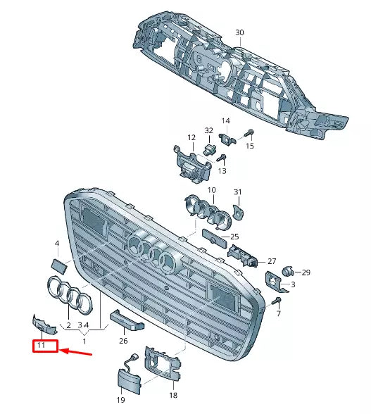 NEW AUDI A6 4A C8 RADIATOR GRILLE COVER CAP 4K0853140A9B9