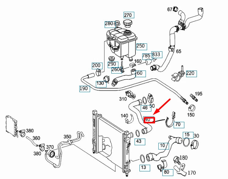 NEW MERCEDES-BENZ C COUPE CL203 RADIATOR TOP HOSE A2095013982 ORIGINAL