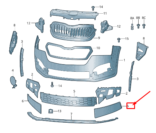 new skoda rapid nh front right bumper cap 60u807682b9b9 original