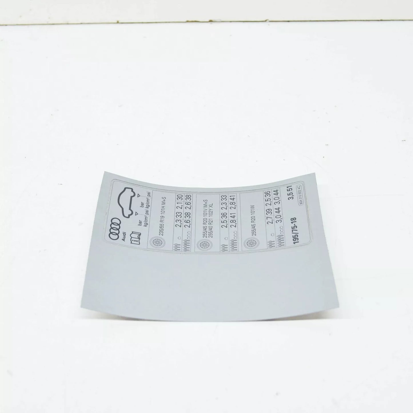 NEW AUDI Q5 FY 80A TYRE PRESSURE DATA PLATE STICKER 80A010502AC ORIGINAL