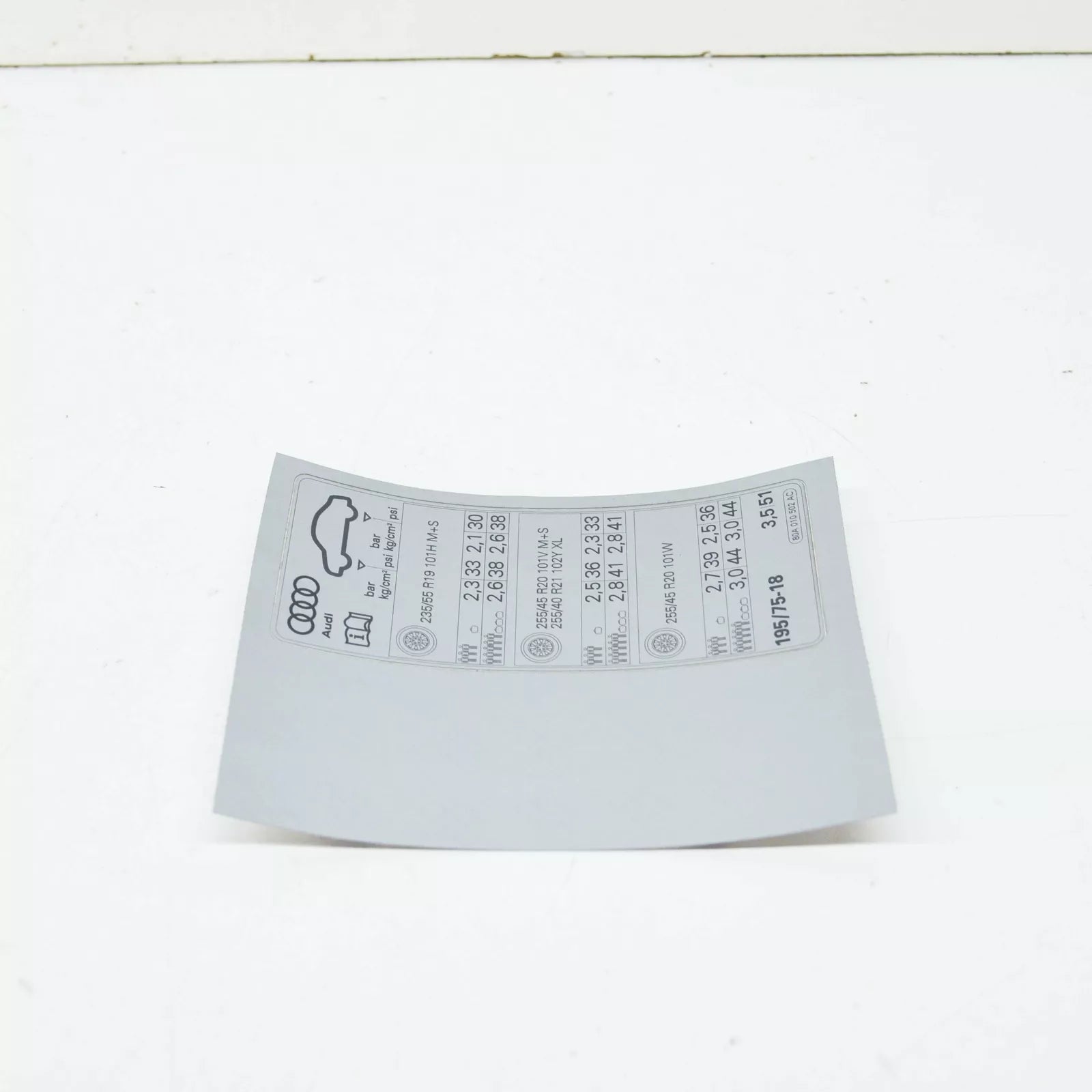 NEW AUDI Q5 FY 80A TYRE PRESSURE DATA PLATE STICKER 80A010502AC ORIGINAL