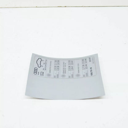 NEW AUDI Q5 FY 80A TYRE PRESSURE DATA PLATE STICKER 80A010502AC ORIGINAL