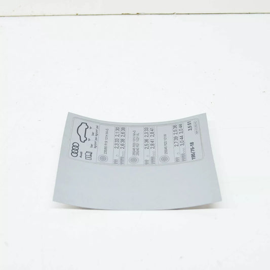 NEW AUDI Q5 FY 80A TYRE PRESSURE DATA PLATE STICKER 80A010502AC ORIGINAL
