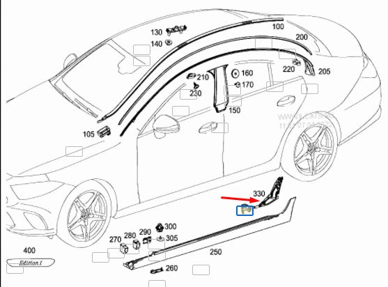 NEW MERCEDES-BENZ CLS C257 LEFT SIDE SKIRT RETAINING TRIM A2576982300 ORIGINAL