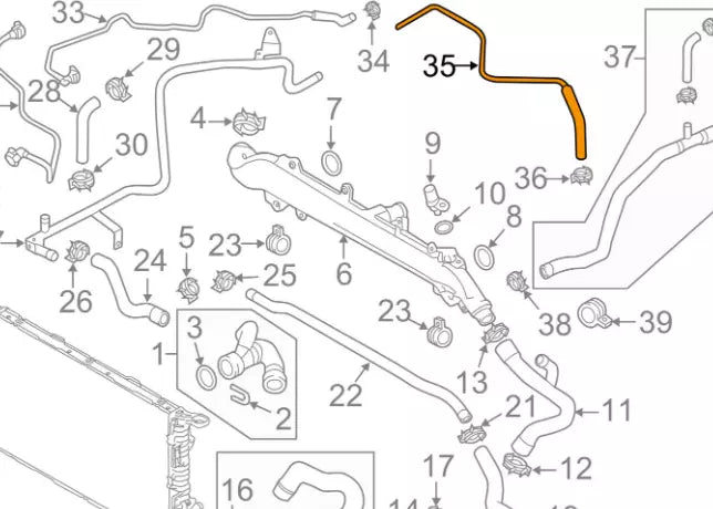 NEW AUDI RS4 B8 REAR CENTER VENT HOSE 079121439A ORIGINAL