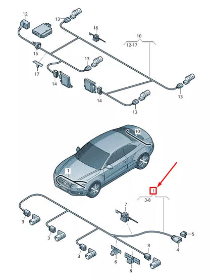 NEW AUDI A4 AVANT B8 FRONT BUMPER WIRING HARNESS 8K0971095A ORIGINAL
