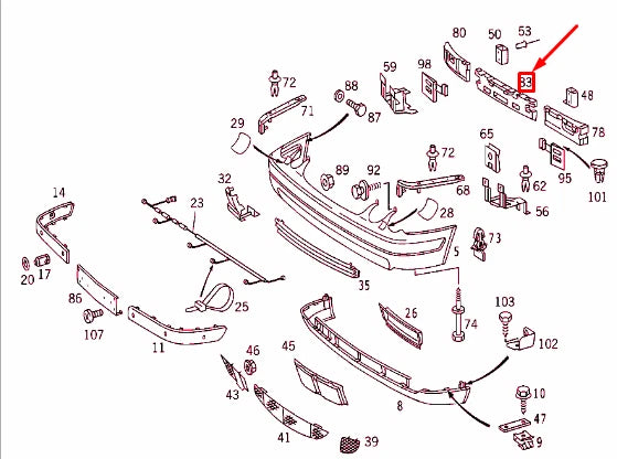 NEW MB CLK C208 FRONT BUMPER CENTRAL IMPACT ABSORBER A2088851037 ORIGINAL